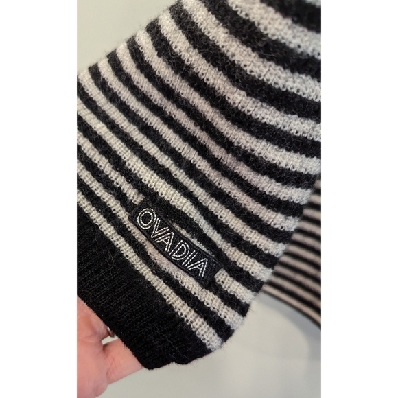 Ovadia & Sons Black White Striped 100% Merino Wool Sweater Size Medium - Picture 5 of 8